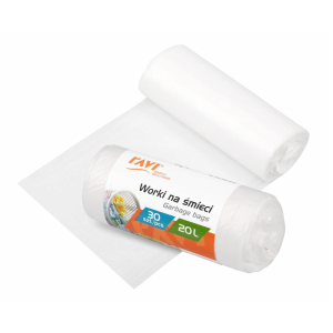 Worki na śmieci 20L białe 30 sztuk HDPE RAVI